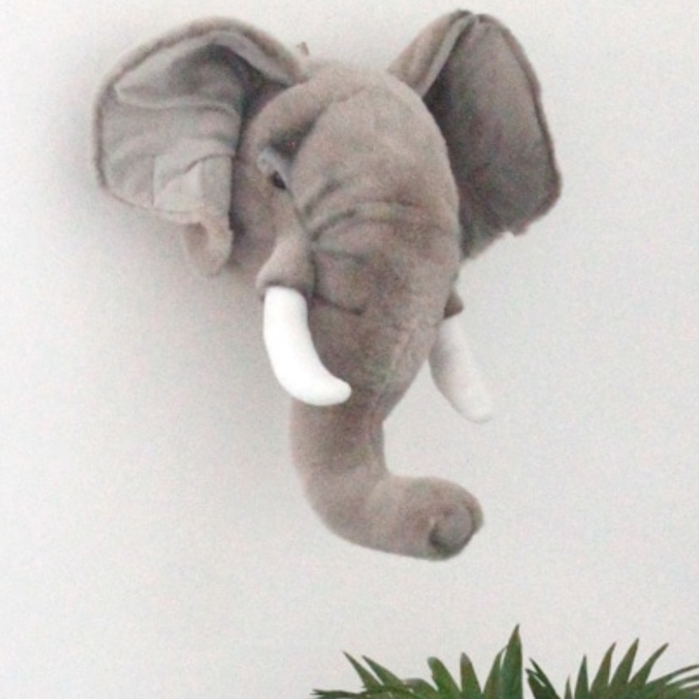 Plush Elephant Wall Decor - Gray and White - Picture 2 of 9